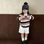 【80-130】長袖Tシャツ 女の子 ボーダー柄 韓国風 カジュアル - 画像 (6)