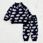 【80-120】セットアップ ベビー プリント ジップアップ ハイネック - 画像 (9)
