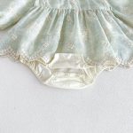 【66-90】ロンパース ベビー グリーン 花刺繡 - 画像 (13)