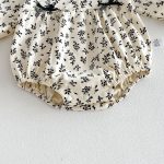 【66-90】ロンパース ベビー リボン付き レトロ 花柄 - 画像 (11)
