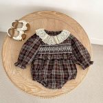 【66-130】ロンパースorワンピース ベビー レトロ チェック - 画像 (7)