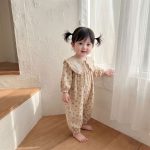 【66-90】オールインワン ベビー フラワー柄 折り襟 - 画像 (9)