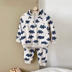【80-120】セットアップ ベビー プリント ジップアップ ハイネック - 画像 (3)