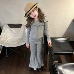 【80-140】セットアップ 女の子 ボーダー柄 フード付き ベルボトム - 画像 (5)