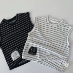 【90-140】タンクトップ キッズ ボーダー シンプル - 画像 (3)