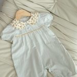 【66-100】半袖 ロンパース ベビー 花柄 丸襟 スウィート - 画像 (3)