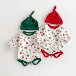 【66-90】ロンパース ベビー クリスマス柄 長袖 3点セット - 画像 (7)