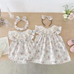 【66-130】ロンパースorワンピース ベビー 姉妹服 フラワー柄 - 画像 (12)