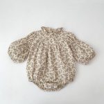 【66-130】ロンパースorワンピース ベビー フラワー パフスリーブ - 画像 (8)