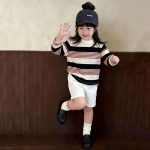 【80-130】長袖Tシャツ 女の子 ボーダー柄 韓国風 カジュアル - 画像 (3)