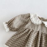 【66-90】ロンパース ベビー チェック 折り襟 - 画像 (7)
