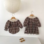 【66-130】ロンパースorワンピース ベビー レトロ チェック - 画像 (3)