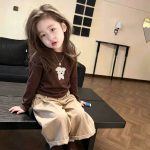 【80-140】長袖Tシャツ 女の子 イヌ プリント かわいい