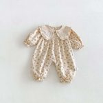 【66-90】オールインワン ベビー フラワー柄 折り襟 - 画像 (3)