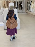 【100-170】長袖Tシャツ 女の子 レイヤード ボーダー柄 切り替え - 画像 (6)