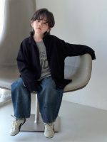 【100-150】アウター 無地 ハイネック ニット カジュアル 男の子 - 画像 (2)