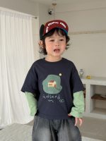 【73-110】Tシャツ プリント フェイク 切り替え 長袖 カジュアル 男の子 - 画像 (7)