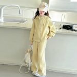 【120-170】セットアップ 女の子 ゆったり 無地パーカー&ワイドパンツ