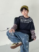 【90-160】Tシャツ 切り替え フェイク 長袖 プリント カジュアル 男の子 - 画像 (6)