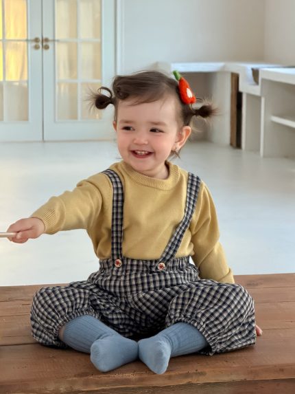 【73-110】セーター サロペットパンツ チェック柄 合わせやすい  女の子