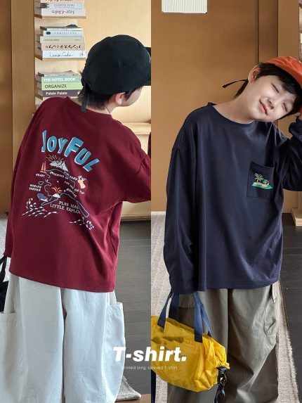【90-160】Tシャツ プリント 長袖 カジュアル 合わせやすい 男の子