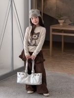 【100-170】長袖Tシャツ 女の子 プリント ネコ 韓国風 - 画像 (3)