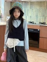 【110-160】ニットベスト インナー 女の子 トレンド レイヤード - 画像 (5)