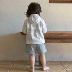 【73-100】アウター 男の子 フード付き 薄手 ボーダー柄 - 画像 (5)