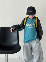 【90-160】Tシャツ ラウンドネック 配色 切り替え 長袖 プリント 男の子 - 画像 (3)