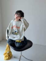 【100-150】パーカー プリント ラウンドネック 長袖 男の子 - 画像 (4)