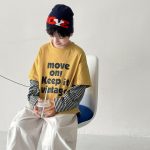 【90-160】Tシャツ 切り替え フェイク ストライブ カジュアル 長袖 男の子 - 画像 (7)
