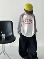 【90-160】Tシャツ ラウンドネック 配色 切り替え 長袖 プリント 男の子 - 画像 (4)