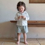 【73-100】アウター 男の子 フード付き 薄手 ボーダー柄 - 画像 (4)