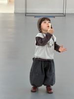 【73-110】二点セット ベスト+Tシャツ ラウンドネック 長袖 無地 男の子 - 画像 (3)