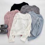 【90-150】長袖Tシャツ 女の子 シンプル アルファベット スリムシルエット