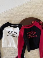 【100-150】Tシャツ 長袖 配色 レトロ 女の子 - 画像 (6)