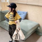 【80-130】長袖Tシャツ 女の子 レイヤード 英字 - 画像 (6)