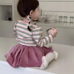 【73-100】トップス スカート ラウンドネック 長袖 ストライブ 女の子 - 画像 (8)