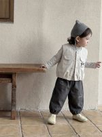 【73-130】ベストorセットアップ 男の子 ボーダー柄 ゆったり - 画像 (5)