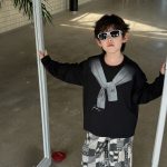 【90-160】パーカー プリント 配色 ファッション ランドネック 男の子 - 画像 (7)