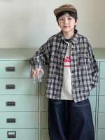 【90-160】アウター 折り襟 長袖 チェック柄 刺繍 男の子 - 画像 (5)
