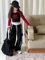 【100-150】Tシャツ 長袖 配色 レトロ 女の子 - 画像 (3)