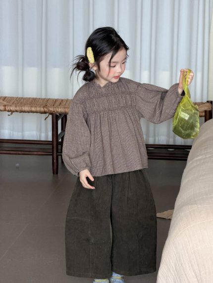 【100-150】シャツorパンツ 女の子 ギャザー おしゃれ ゆったり