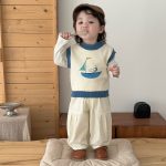 【73-120】トップスorパンツ ベビー プリント ニット 合わせやすい
