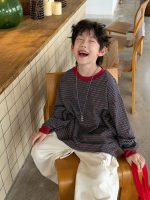【90-160】ベストor長袖Tシャツorカーゴパンツ 男の子 韓国風 ボーダー柄 - 画像 (18)