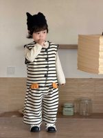 【73-110】二点セット ベスト+ズボン ストライブ ペンギン柄 男の子 - 画像 (3)