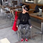 【90-160】パーカー フェイク 切り替え 配色 プリント ラウンドネック 長袖 - 画像 (7)