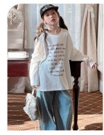 【90-160】長袖Tシャツ 女の子 アルファベット ゆったり - 画像 (8)