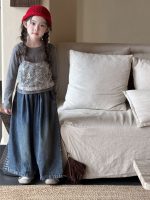 【100-150】トップスorパンツ 女の子 レイヤード フラワー - 画像 (2)