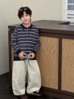 【90-160】セーター 折り襟 長袖 ストライブ 男の子 - 画像 (5)